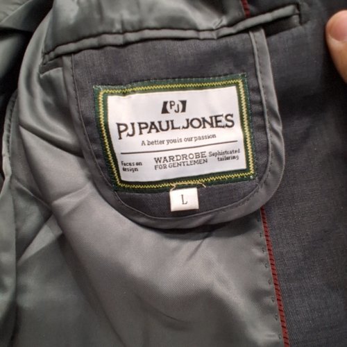 MEN'S PJ PAUL JONES CASUAL ONE-BUTTON BLAZER COAT V-NECK - LARGE - DARK GREY image 2