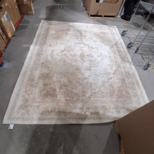 VINTAGE-STYLE ORNATE PATTERNED AREA RUG - 8FT X 10FT - IVORY AND BEIGE image 2