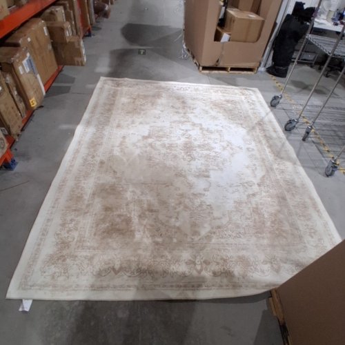 VINTAGE-STYLE ORNATE PATTERNED AREA RUG - 8FT X 10FT - IVORY AND BEIGE image 3