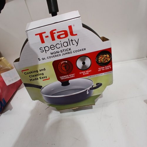 2PC T-FAL SPECIALTY NON-STICK COVERED JUMBO COOKER - 5 QT - BLACK (MODEL: B2379075) image 4