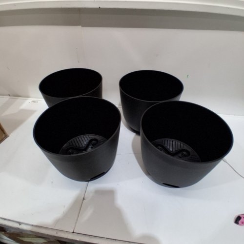 4PK ROOM ESSENTIALS INDOOR/OUTDOOR SELF WATERING PLASTIC PLANTER POT - 12" - BLACK image 2