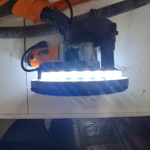 VELPAX ELECTRIC CORDED DRYWALL SANDER WITH LED LIGHT, VACUUM BAG AND ACCESSORIES - 1250 WATTS - 500-1800RPM SPEED - ORANGE/SILVER (MODEL: 225A) image 2