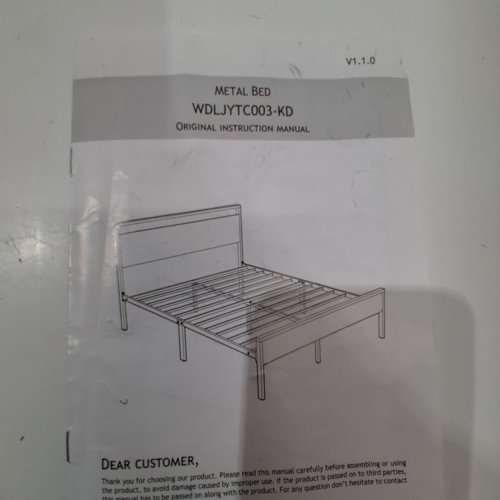 SHA CERLIN 14 INCH QUEEN SIZE METAL PLATFORM BED FRAME WITH WOODEN HEADBOARD AND FOOTBOARD image 10