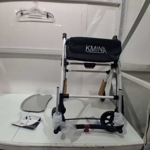KMINA PRO LIGHTWEIGHT ROLLATOR WALKER WITH BASKET AND TRAY - 220LBS CAPACITY - 21" X 33" TO 37" - WHITE ( MODEL : K10009 ) image 2