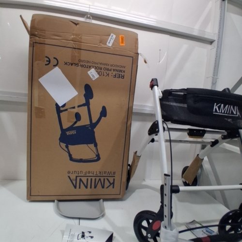 KMINA PRO LIGHTWEIGHT ROLLATOR WALKER WITH BASKET AND TRAY - 220LBS CAPACITY - 21" X 33" TO 37" - WHITE ( MODEL : K10009 ) image 4