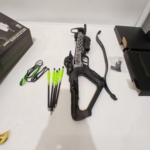 BARNETT DEMUN TRI-STRIKE AMBIDEXTROUS MINI CROSSBOW 3-SHOT MAGAZINE & PRECISION SIGHTS - 180FPS - 50LB DRAW - BLACK/GREEN (MODEL:‎ BAR50013) image 2