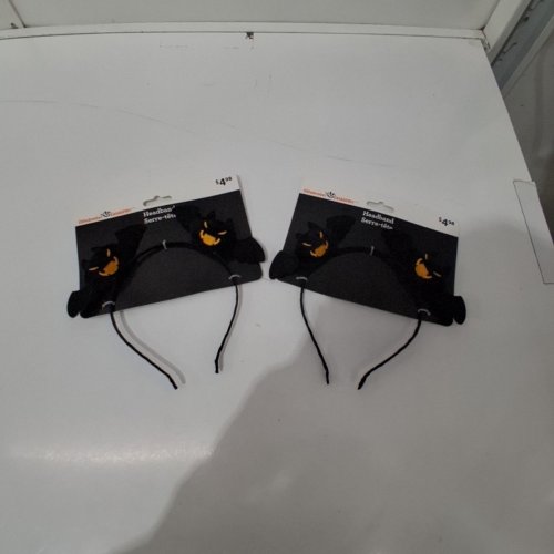 2PK WAY TO CELEBRATE HALLOWEEN PUMPKIN BAT HEADBANDS - BLACK image 3