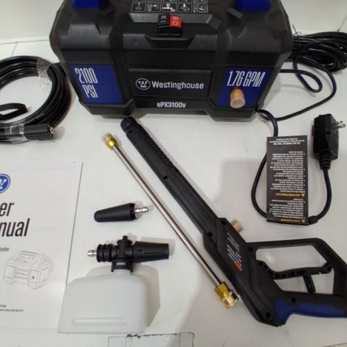 WESTINGHOUSE HANDHELD ELECTRIC PRESSURE WASHER WITH INTERCHANGEABLE NOZZLES - 2100PSI - 1.7GPM - BLACK/BLUE (MODEL: EPX3100V) image 4