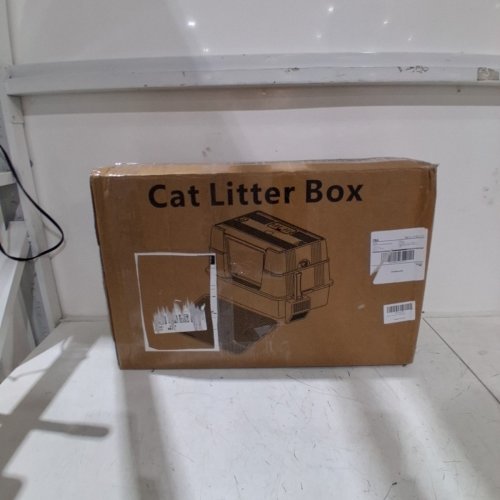 PAWROVA STAINLESS STEEL XL ENCLOSED CAT LITTER BOX - XL - STAINLESS STEEL/DARK GREY - (MODEL: 01) image 4