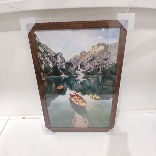 AMERICAN FLAT COMPOSITE WOOD PICUTRE FRAME WITH SHATTER RESISTANT GLASS - 12" X 18"- MAHAGANY / DARK BROWN image 2