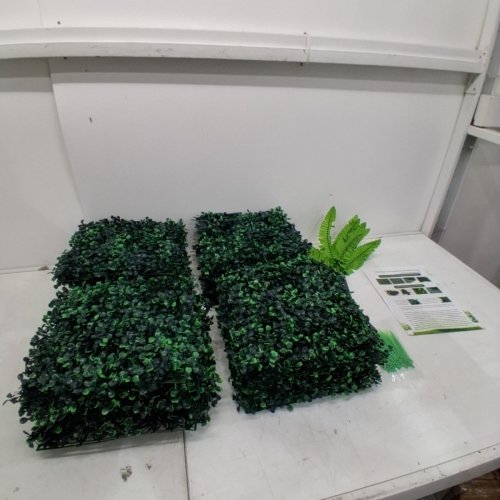 24PK VEVOR ARTIFICIAL BOXWOOD HEDGE PANELS GRASS BACKDROP - 10" X 10" - GREEN image 2