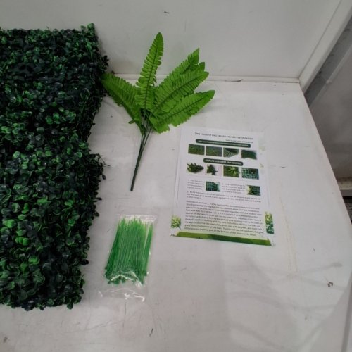 24PK VEVOR ARTIFICIAL BOXWOOD HEDGE PANELS GRASS BACKDROP - 10" X 10" - GREEN image 3