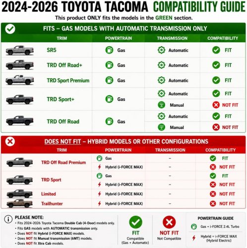 3PC LASFIT FLOOR MAT LINERS FOR TOYOTA TACOMA 2024-2026 - BLACK (MODEL: XS-TY10) image 2