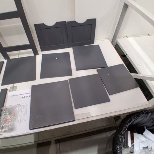VASAGLE 2-DRAWER FREE-STANDING BATHROOM STORAGE CABINET - 11.8" X 11.8" X 35" - GREY (MODEL: BBC042G01) image 5