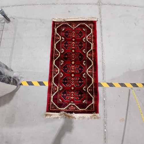 ORIENTAL PATTERN AREA RUG RUNNER - APPROX. 22" X 48" - RED/CREAM image 2