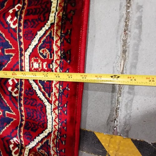 ORIENTAL PATTERN AREA RUG RUNNER - APPROX. 22" X 48" - RED/CREAM image 4