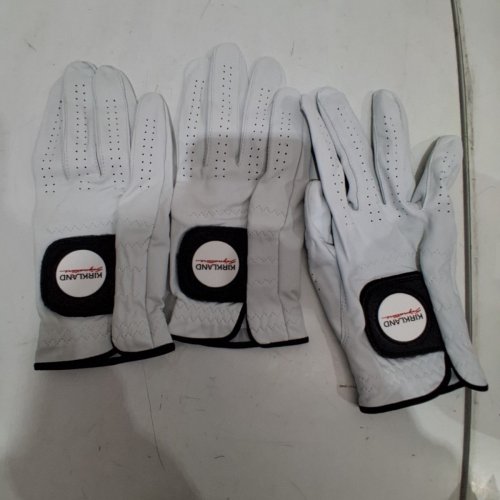 3PK KIRKLAND SIGNATURE PREMIUM CABRETTA LEATHER GOLF GLOVES - RIGHT HAND - LARGE - WHITE (MODEL: 1819560) image 2