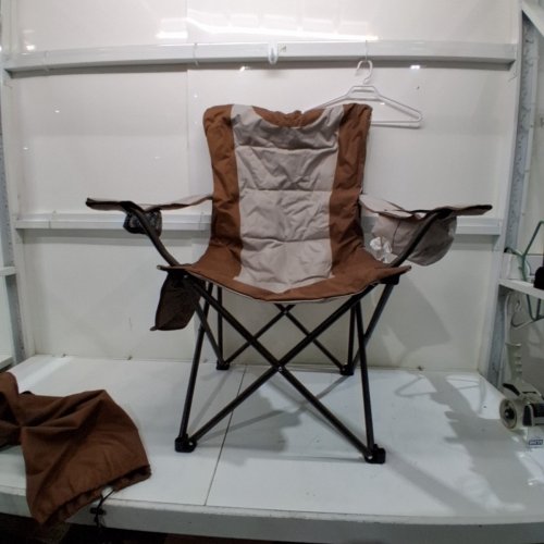 SUNNYFEEL CAMPING CHAIR WITH CUP HOLDER AND STORAGE POUCH - 330 LBS CAPACITY - BROWN / BEIGE (MODEL: AC2448) image 3