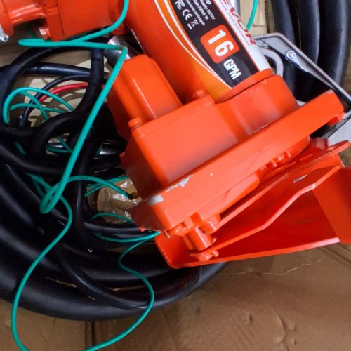 FUEL TRANSFER PUMP WITH AUTOMATIC NOZZLE AND DISCHARGE HOSE - 12V - 16GPM - ORANGE - (MODEL:KEX-16) image 3