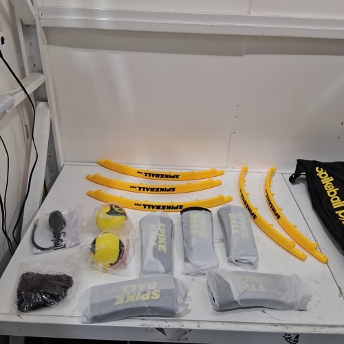 SPIKEBALL PRO KIT TOURNAMENT EDITION WITH STRONGER PLAYING NET NEW BALLS DESINGED TO ADD SPIN, WITH BALL PUMP AND BALL SIZE GAUGE ATTACHED TO BAG. image 2