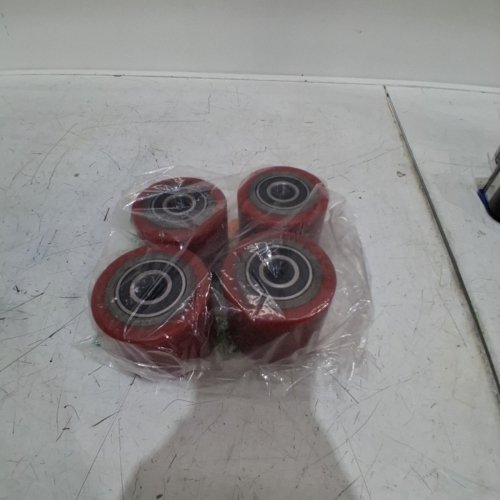 4PK OSHHNI PALLET HAND TRUCK LOAD WHEELS - 3.14" X 2.75" - RED image 4