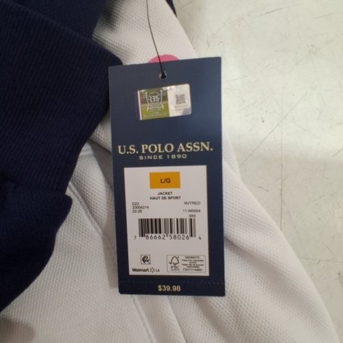 MENS U.S. POLO ASSN. BONDED TRACK JACKET - LARGE - NAVY/WHITE/RED (STYLE: 11-W0004) image 2