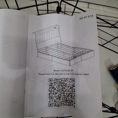 UPHOLSTERED STORAGE BEDFRAME WITH HEADBOARD AND 2 DRAWERS - QUEEN - GREY (MODEL: C337A-QD-FH) image 3