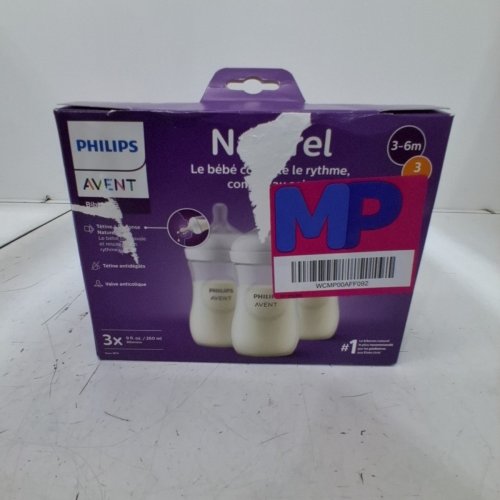 3PK PHILIPS AVENT NATURAL BABY BOTTLES WITH NATURAL RESPONSE NIPPLES - MEDIUM FLOW, FLOW 3 - 9OZ - CLEAR image 3