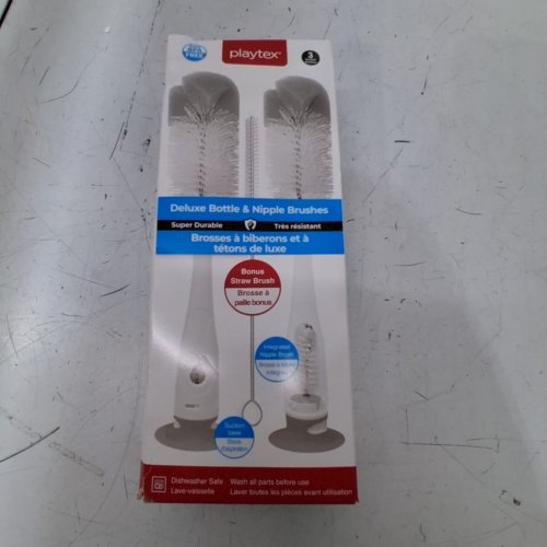 2PK PLAYTEX DELUXE BOTTLE AND NIPPLE BRUSH SET - WHITE image 3