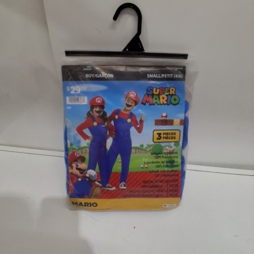 3PC BOYS DISGUISE NINTENDO SUPER MARIO BROTHERS CLASSIC COSTUME - SMALL - RED/BLUE image 2