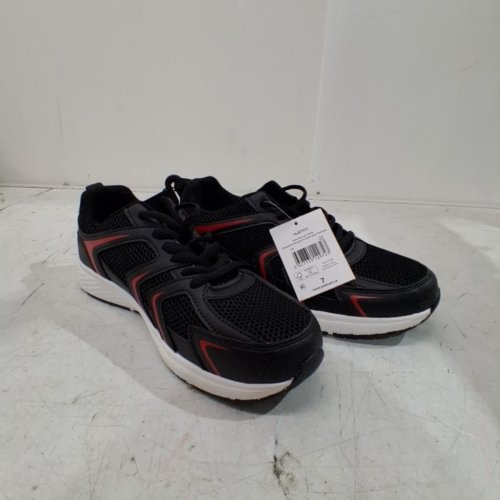 MEN'S ATHLETIC WORKS LACE-UP TRAINERS - SIZE 7 - BLACK / RED (STYLE: 16JETY21) image 3