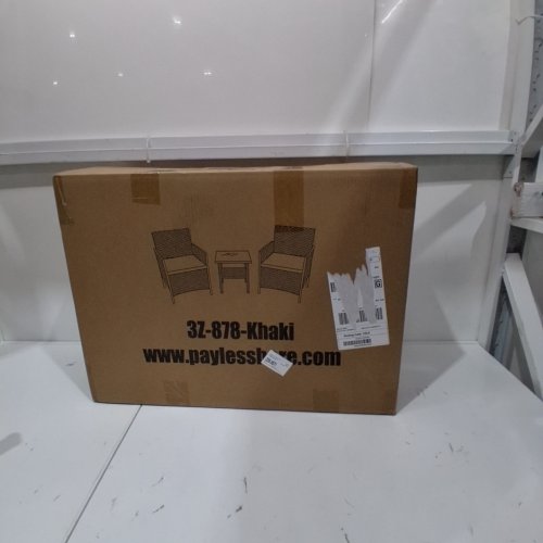 3PC OUTDOOR WATER RESISTANT WICKER PATIO FURNITURE SET - BLACK/KHAKI (MODEL: 3Z-878) image 2