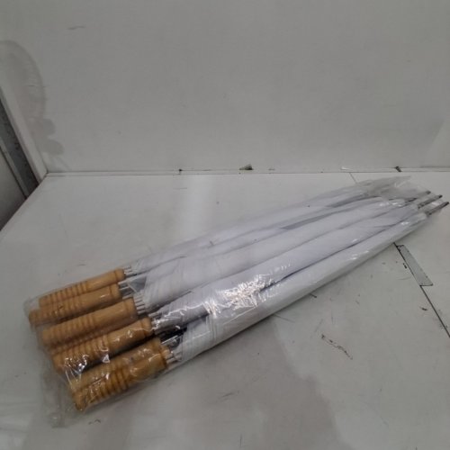 10PK SPECIAL EVENT UMBRELLAS WITH WOODEN HANDLE - 32" - WHITE image 2