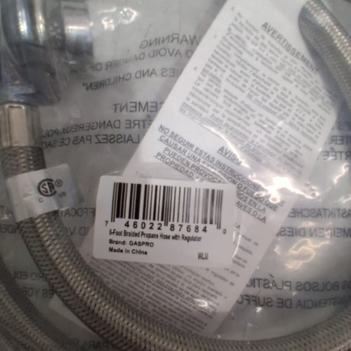 GASPRO BRAIDED PROPANE HOSE WITH REGULATOR - 6FT - STAINLESS STEEL (MODEL : 00746022876840) image 3