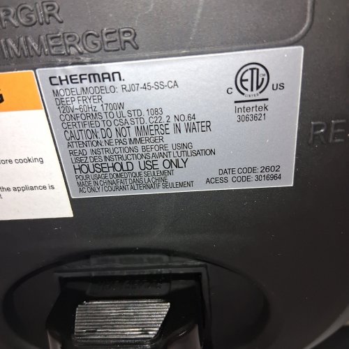 CHEFMAN JUMBO SIZE DEEP FRYER WITH TEMPERATURE CONTROL - 4.3L - STAINLESS STEEL/SILVER (MODEL: RJ07-45-SS-CA) image 5