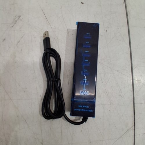 7-PORT USB CHARING HUB - 4FT CORD - BLACK image 2