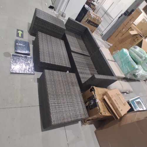 5PC ALLSPACE METAL WICKER PATIO SET WITH CUSHIONS - 37" X 29" X 25.5" - GREY / TAN (MODEL:450520C) image 3