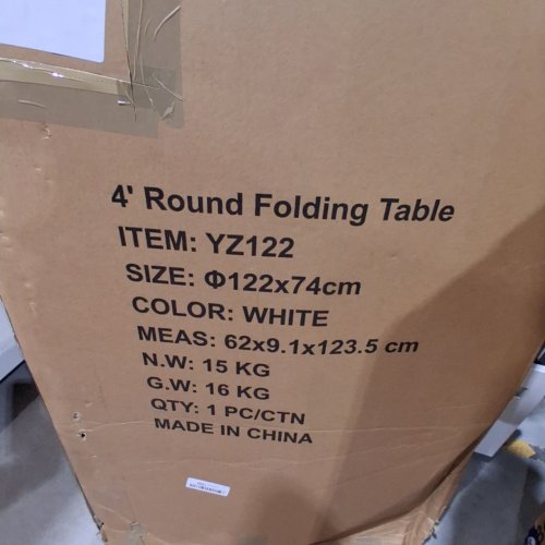 ROUND FOLDING TABLE - 4FT - WHITE (ITEM: YZ122) image 2