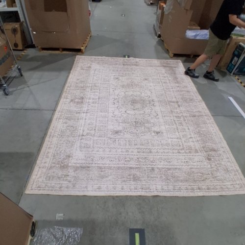 MACHINE WASHABLE AREA RUG - 8FT X 10FT -BEIGE / GRAY image 3