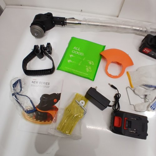 OHEY ELECTRICAL HANDHELD LAWN MOWER/TRIMMER WITH 2 BATTERIES AND ACCESSORIES - 21V - BLACK/ORANGE image 4