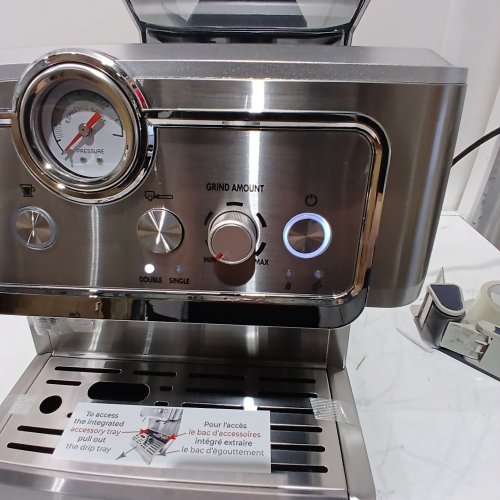 KENMORE AUTOMATIC COFFEE ESPRESSO MACHINE WITH MANUAL TAMPER, AUTO CLEANING, MILK STEAMER, FROTHER & BUILT-IN BEAN GRINDER - SILVER (MODEL: KKCMEMT) image 2