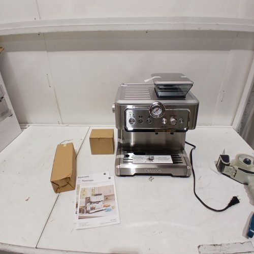 KENMORE AUTOMATIC COFFEE ESPRESSO MACHINE WITH MANUAL TAMPER, AUTO CLEANING, MILK STEAMER, FROTHER & BUILT-IN BEAN GRINDER - SILVER (MODEL: KKCMEMT) image 3