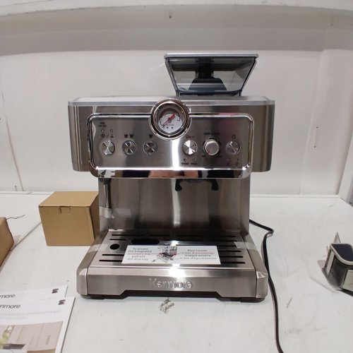 KENMORE AUTOMATIC COFFEE ESPRESSO MACHINE WITH MANUAL TAMPER, AUTO CLEANING, MILK STEAMER, FROTHER & BUILT-IN BEAN GRINDER - SILVER (MODEL: KKCMEMT) image 4