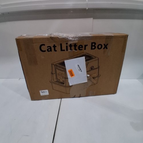 COVERED CAT LITTER BOX WITH DOOR, SCOOP AND MAT - GREY image 6