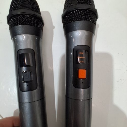 RGB PORTABLE BLUETOOTH SPEAKER KARAOKE MACHINE WITH 2 WIRELESS MICROPHONES - BLACK (MODE: T-08) image 3