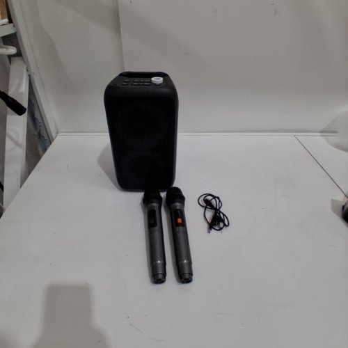 RGB PORTABLE BLUETOOTH SPEAKER KARAOKE MACHINE WITH 2 WIRELESS MICROPHONES - BLACK (MODE: T-08) image 4
