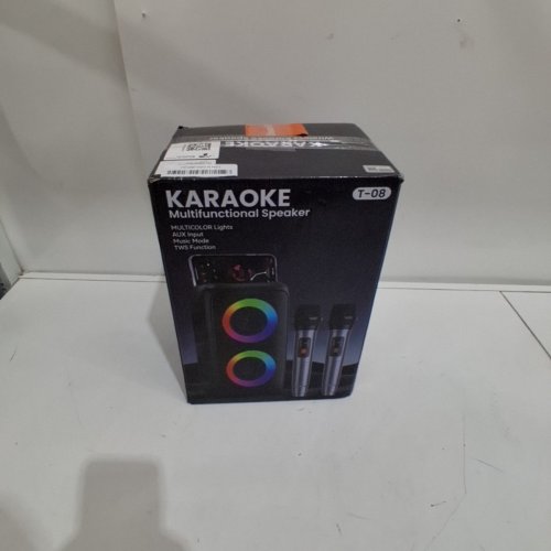 RGB PORTABLE BLUETOOTH SPEAKER KARAOKE MACHINE WITH 2 WIRELESS MICROPHONES - BLACK (MODE: T-08) image 5