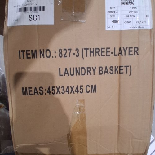 3-TIER MULTIPURPOSE SORTER LAUNDRY BASKET WITH WHEELS - WHITE (827-3) image 2
