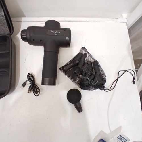 WATTNE MASSAGE DEEP TISSUE PERCUSSION MASSAGE GUN WITH ASSORTED ATTACHMENT HEADS - CARBON (MODEL: W2/RC-MG-010) image 3