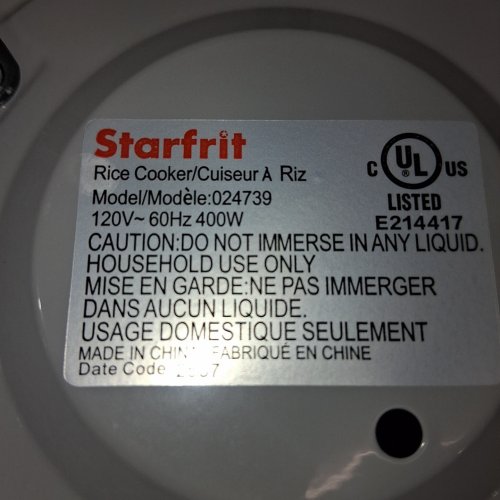 STARFRIT 10 CUP RICE COOKER WITH CERAMIC COATING - GREY (MODEL: 024739) image 5